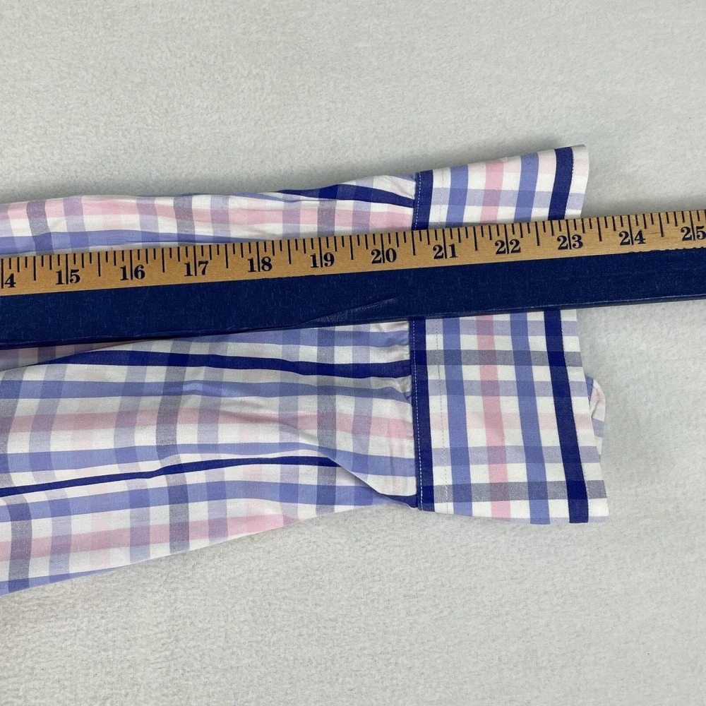 Tommy‎ Hilfiger Men's Dress Shirt Blue Plaid Sz 16 32/33 Regular Fit Long Sleeve